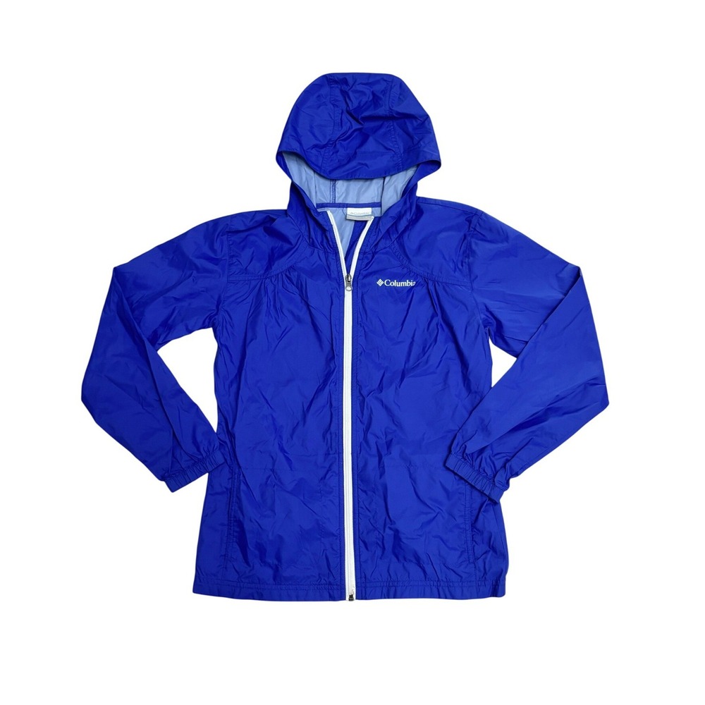 Columbia Kids Blue Full Zip Hooded Windbreaker Jacket Large 14/16